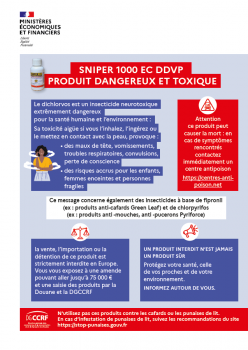 L'affiche diffusée par plusieurs ministères évoque les produits anti-mouches, cafards et punaises de lit.